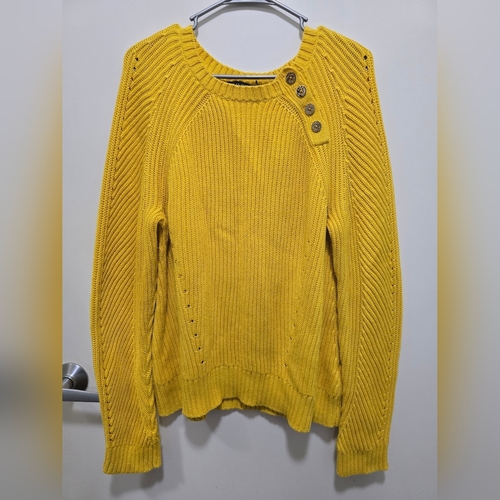 Yellow Button-Detail Women's Sweater - Picture 2 of 8